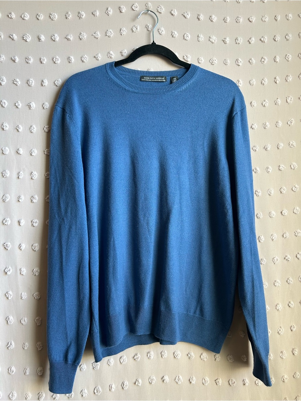 Saks Fifth Avenue Men’s Merino Wool Blend V Neck Long Sleeve Sweater Sz L Blue